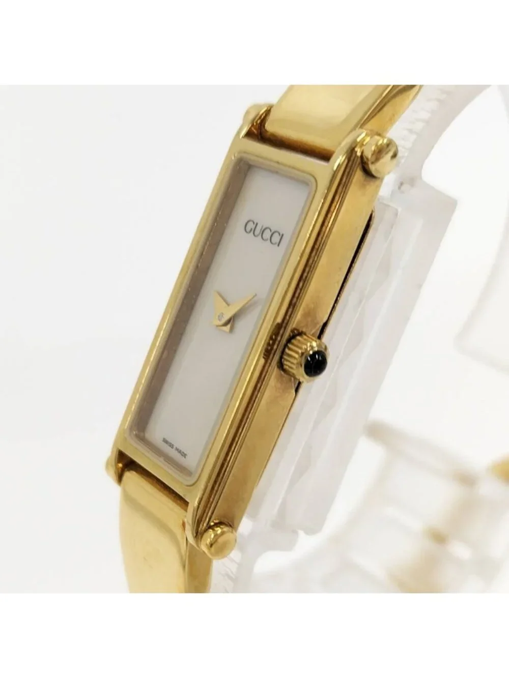 Gucci Bangle Watch Quartz SS Gold Shell